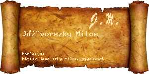 Jávorszky Milos névjegykártya